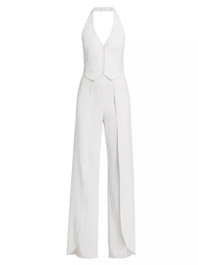 商品Alice + Olivia|Robin Mixed-Media Halterneck Jumpsuit,价格¥1670,第1张图片