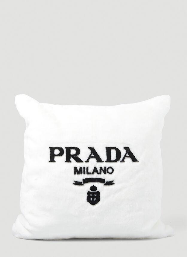 商品Prada|Logo Engraved Square Cushion in White,价格¥5340,第1张图片