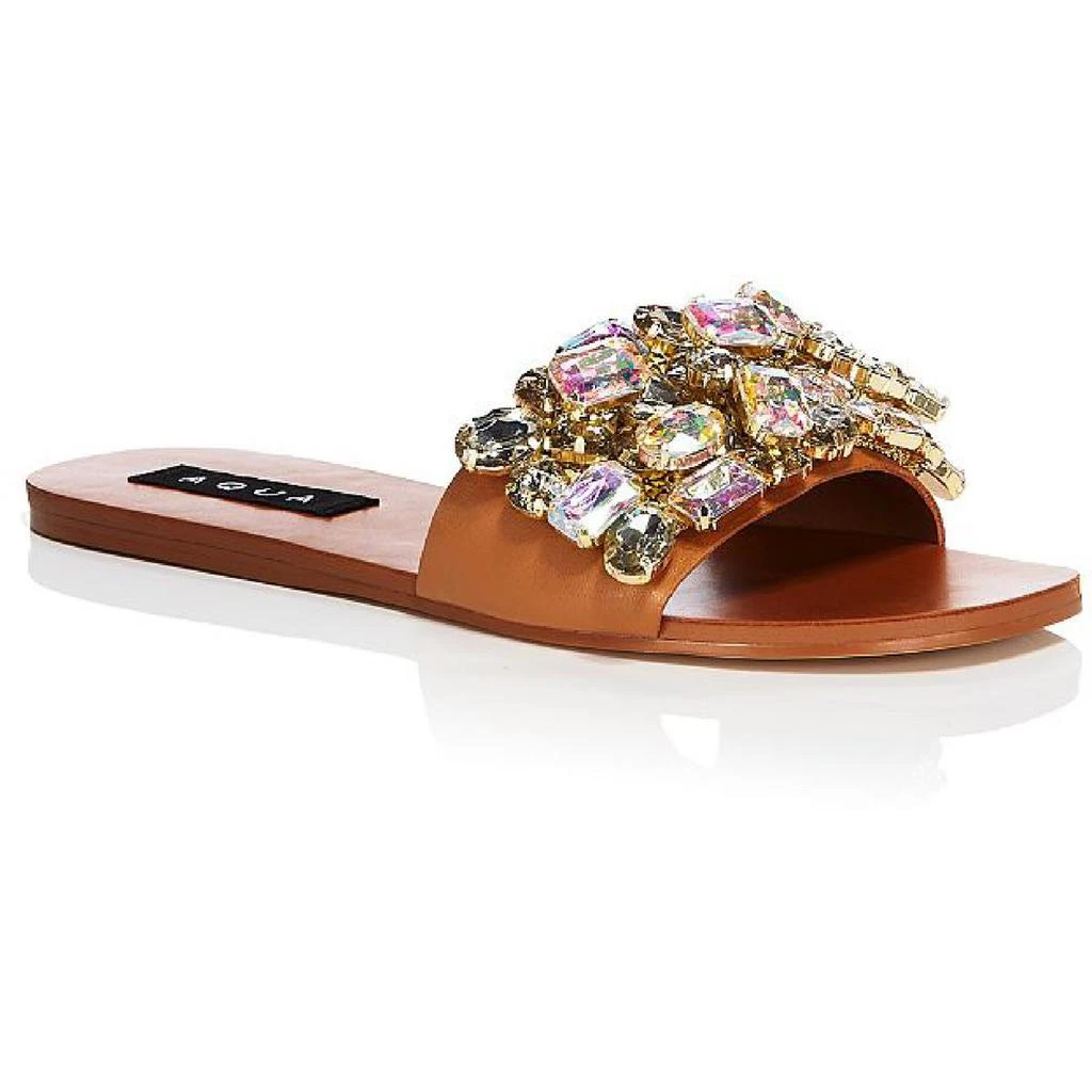 商品AQUA|Aqua Womens Paris Rhinestone Flat Slide Sandals,价格¥177,第1张图片详细描述