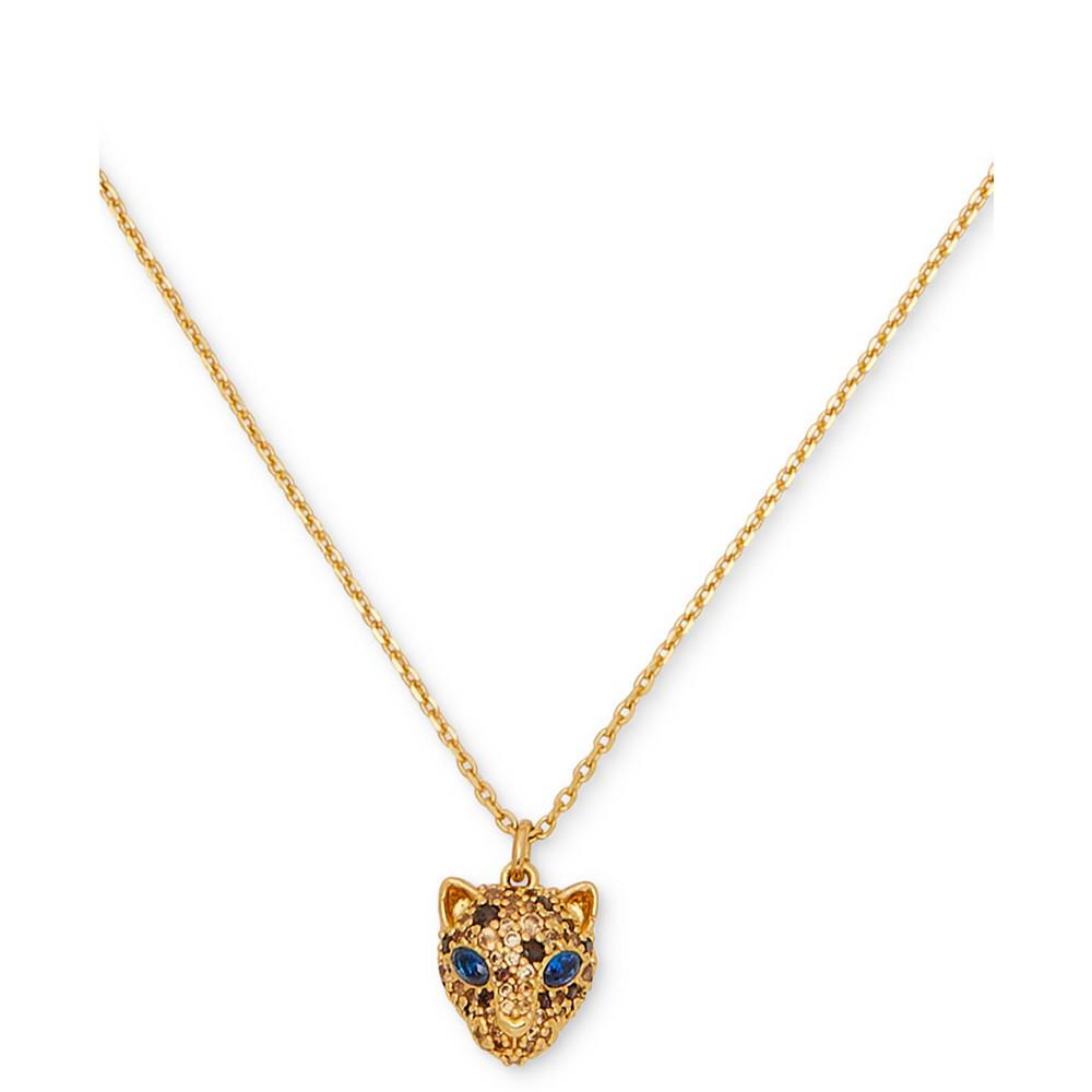 Gold-Tone Multicolor Crystal Leopard Mini Pendant Necklace, 16" + 3" extender商品第1张图片规格展示