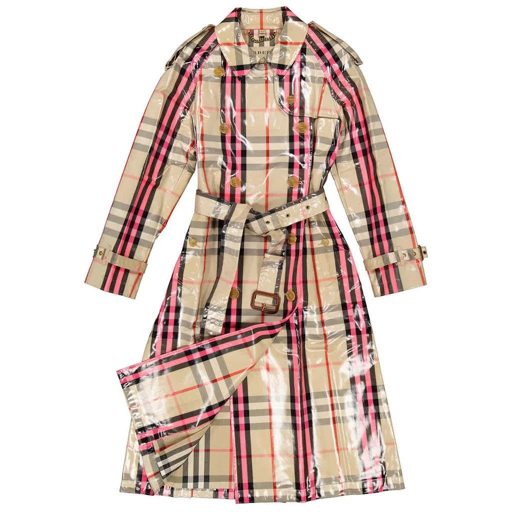 商品Burberry|Ladies Neon Pink Check Patent Trench Coat,价格¥13436,第1张图片