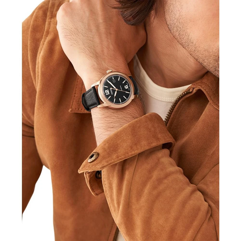 商品Fossil|Men's Heritage Automatic Black Leather Watch 43mm,价格¥1466,第5张图片详细描述