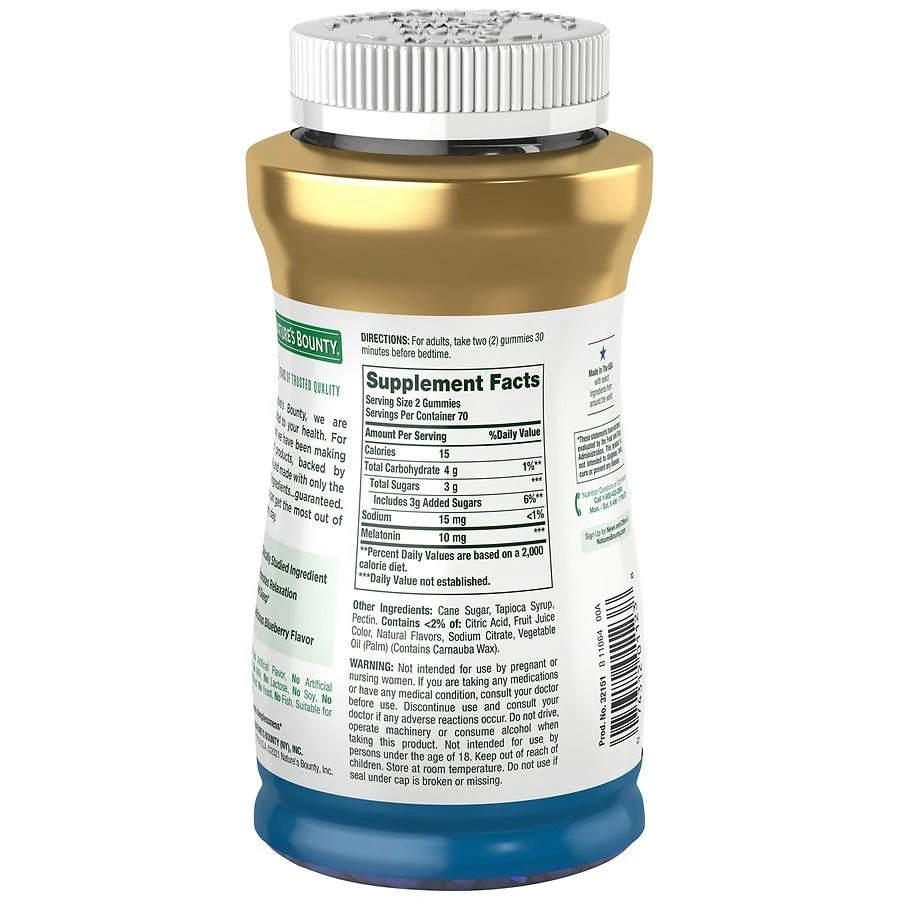 商品Nature's Bounty|10 mg Melatonin Gummies Blueberry,价格¥171,第4张图片详细描述