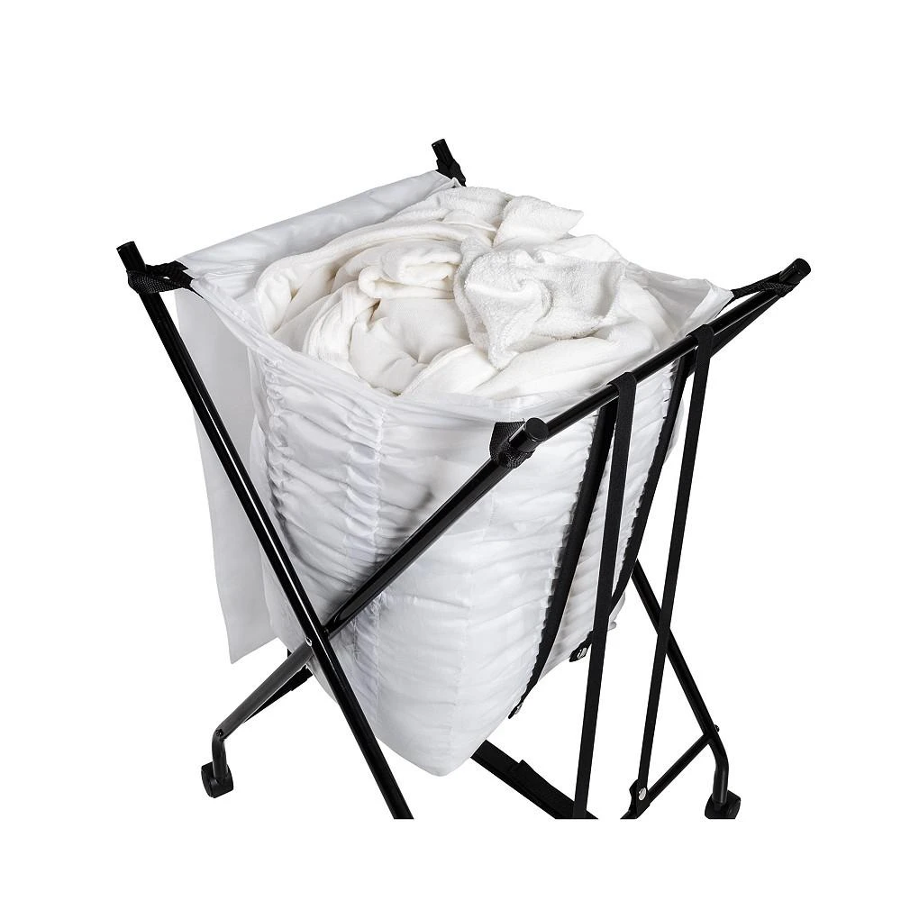 Single Bounce Back Hamper No Bend Laundry Basket with Wheels and Lid 商品