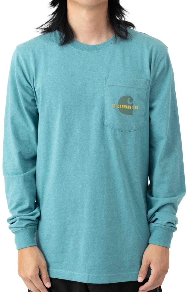 商品Carhartt|(105054) Loose Fit Heavyweight L/S Pocket Carhartt C Graphic T-Shirt - Blue Spruce Heather,价格¥85,第2张图片详细描述
