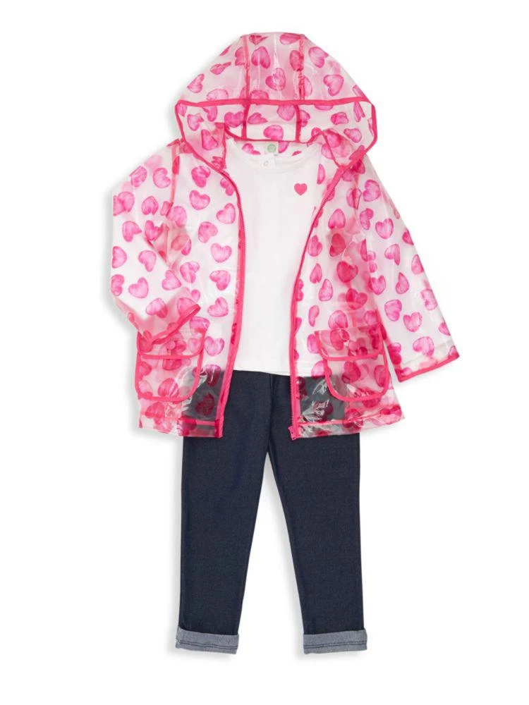 商品Little Me|Little Girl's 3-Piece Heart Print Raincoat Set,价格¥198,第1张图片