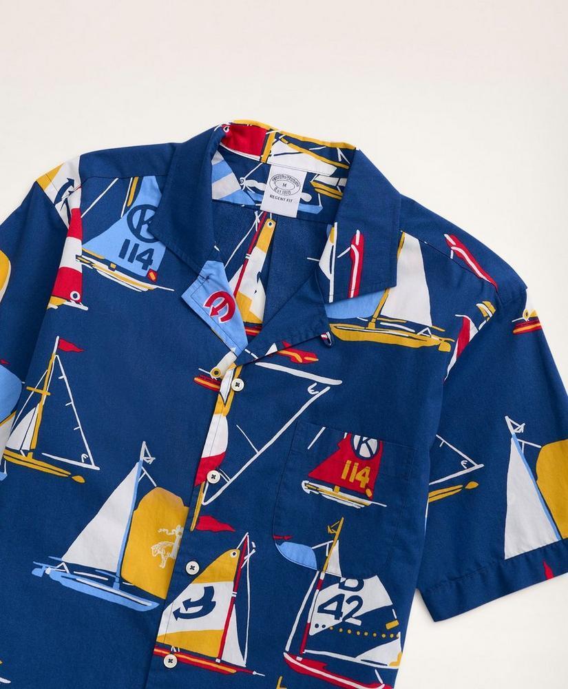 商品Brooks Brothers|Regent Regular-Fit Camp Collar Poplin Short-Sleeve Shirt Sailboat,价格¥247,第4张图片详细描述