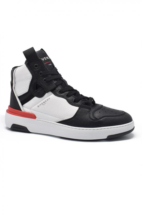商品Givenchy|Men's luxury sneakers givenchy high top sneakers in black and white leather,价格¥5116,第2张图片详细描述