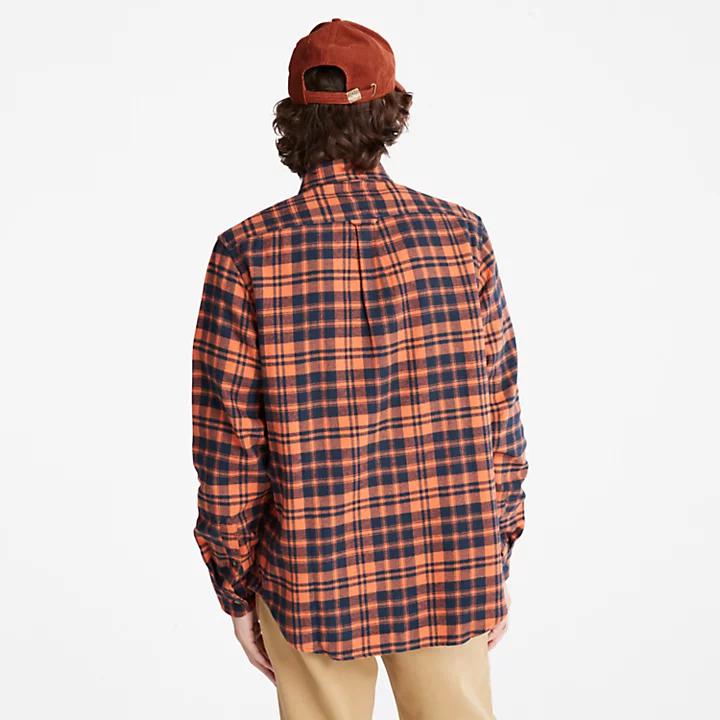 Flannel Checked Shirt for Men in Orange商品第2张图片规格展示