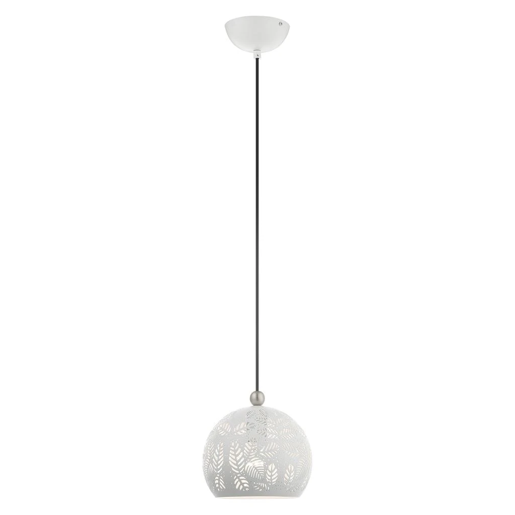 商品Livex Lighting|One Light White with Brushed Nickel Accents Pendant,价格¥1337,第1张图片