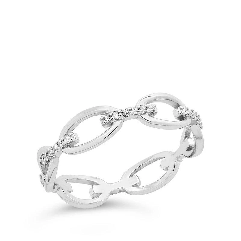 商品Sterling Forever|Sterling Silver CZ Open Chain Link Ring,价格¥302,第1张图片