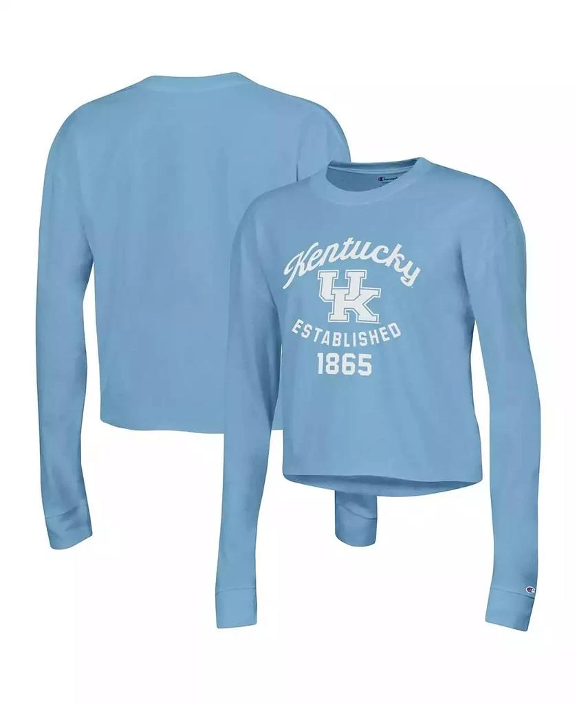 商品CHAMPION|Women's Blue Kentucky Wildcats Boyfriend Cropped Long Sleeve T-shirt,价格¥262,第1张图片