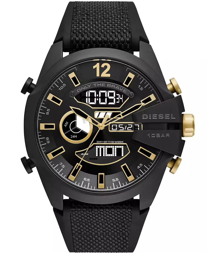 商品Diesel|Men's Mega Chief Black Silicone Strap Watch 51mm,价格¥905,第1张图片