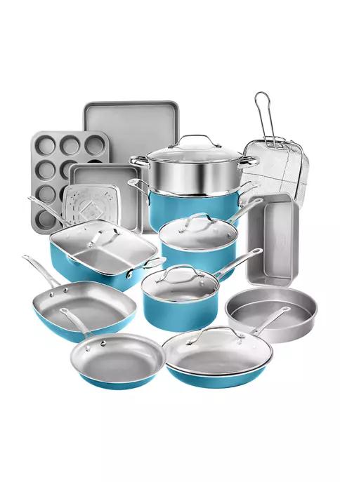 20-Piece Aqua Ti Ceramic Nonstick Cookware and Bakeware Set商品第1张图片规格展示