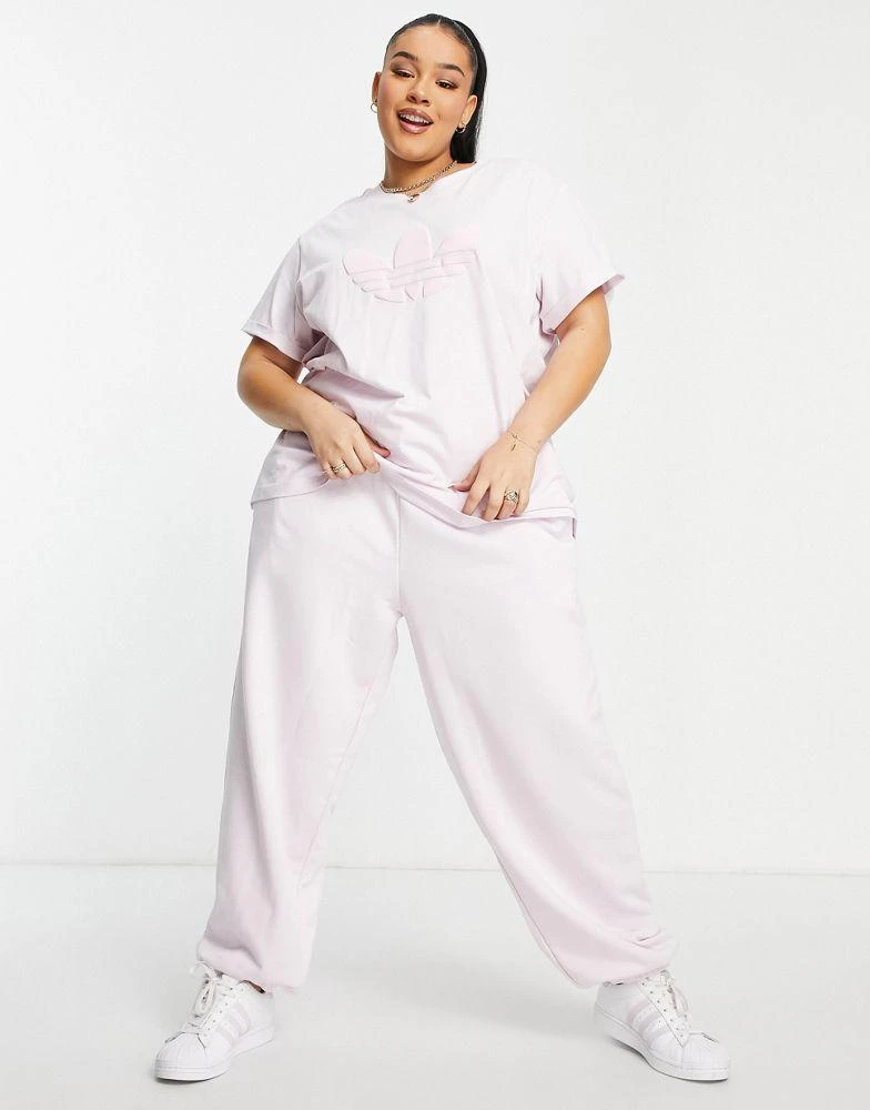 商品Adidas|adidas Originals '80's Aerobic' Plus roll sleeve t-shirt with trefoil in pink,价格¥430,第3张图片详细描述