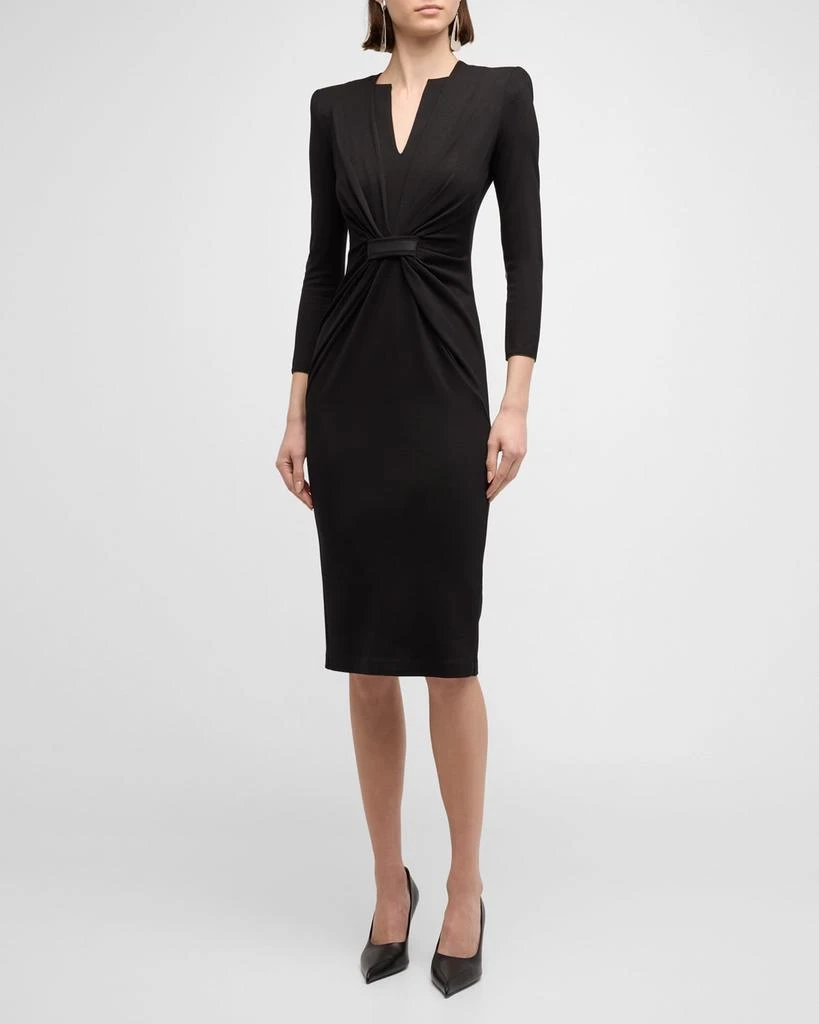 商品Giorgio Armani|Draped Milano Stitch Midi Dress,价格¥10171,第3张图片详细描述