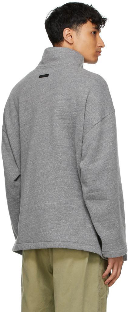 Grey 'ABC' Pullover Zip-Up Sweater商品第3张图片规格展示