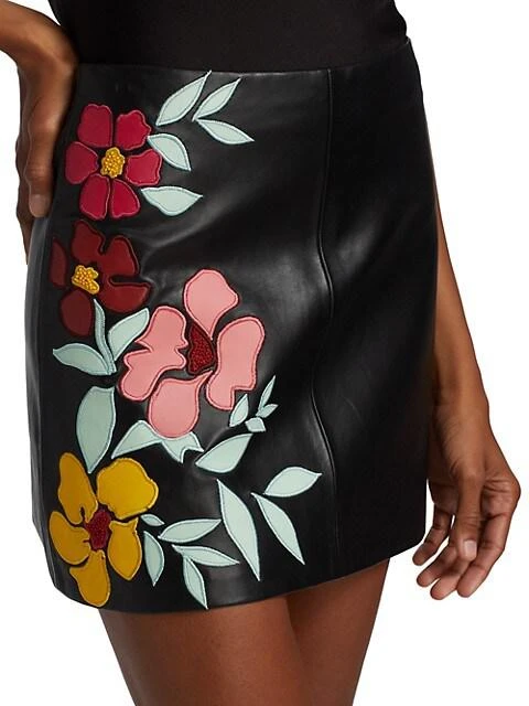 Riley Embroidered Vegan Leather Miniskirt 商品