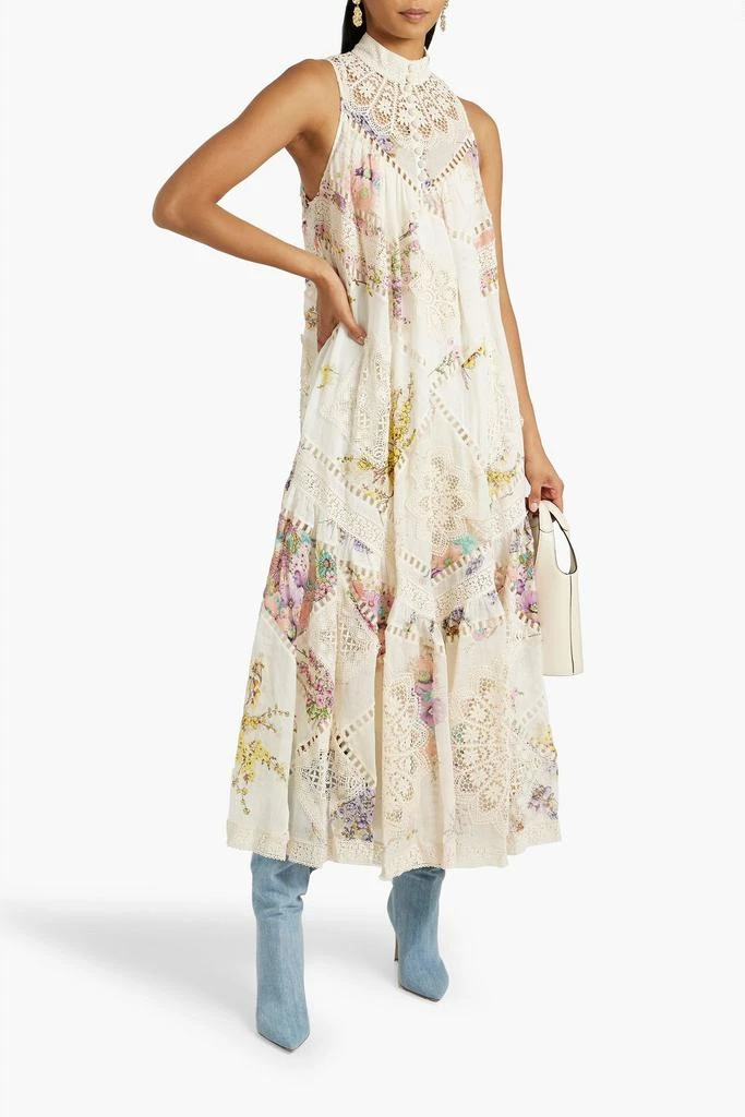 商品Zimmermann|Crocheted lace and floral-print gauze midi dress,价格¥5570,第2张图片详细描述