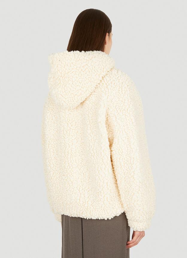 Faux Shearling Hooded Jacket in Beige商品第4张图片规格展示