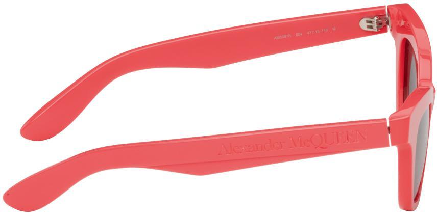 商品Alexander McQueen|Pink McQueen Angled Sunglasses,价格¥2413,第4张图片详细描述