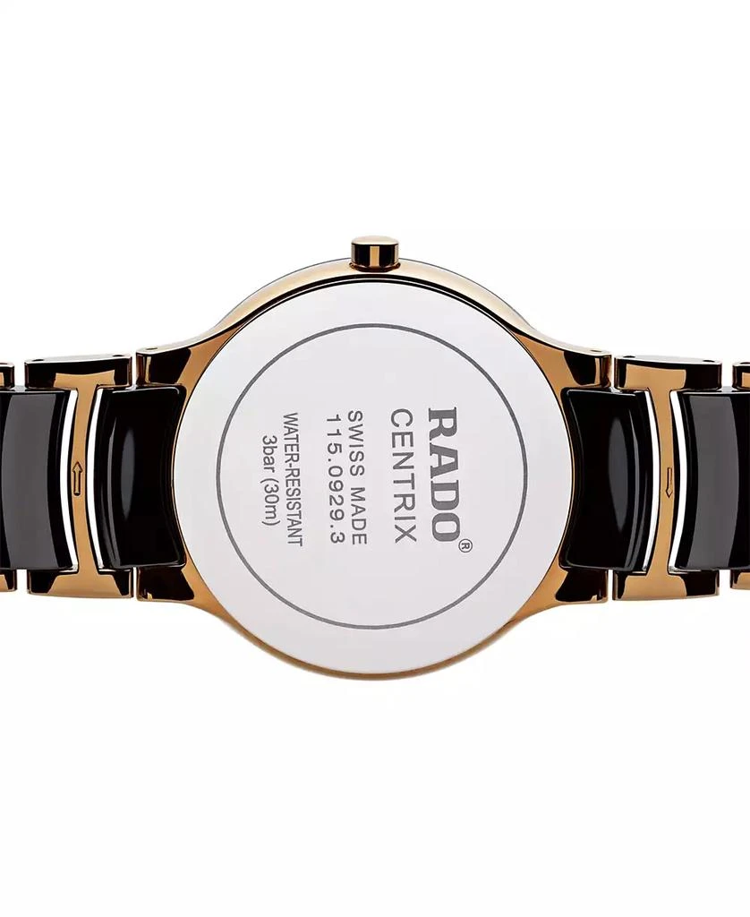 商品Rado|Unisex Swiss Centrix Diamond Accent Black Ceramic and Rose Gold-Tone PVD Stainless Steel Bracelet Watch 38mm R30554712,价格¥10813,第3张图片详细描述