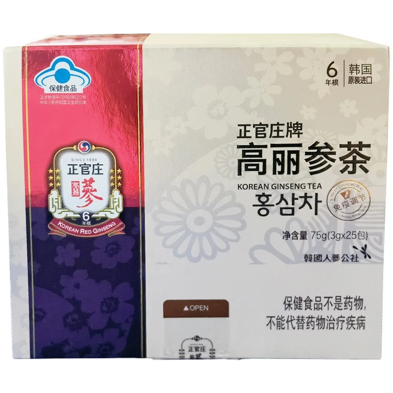  正官庄高丽参红参茶75g/盒（3g*25袋）保健食品 免疫调节（韩国原装进口）约8天/盒 商品