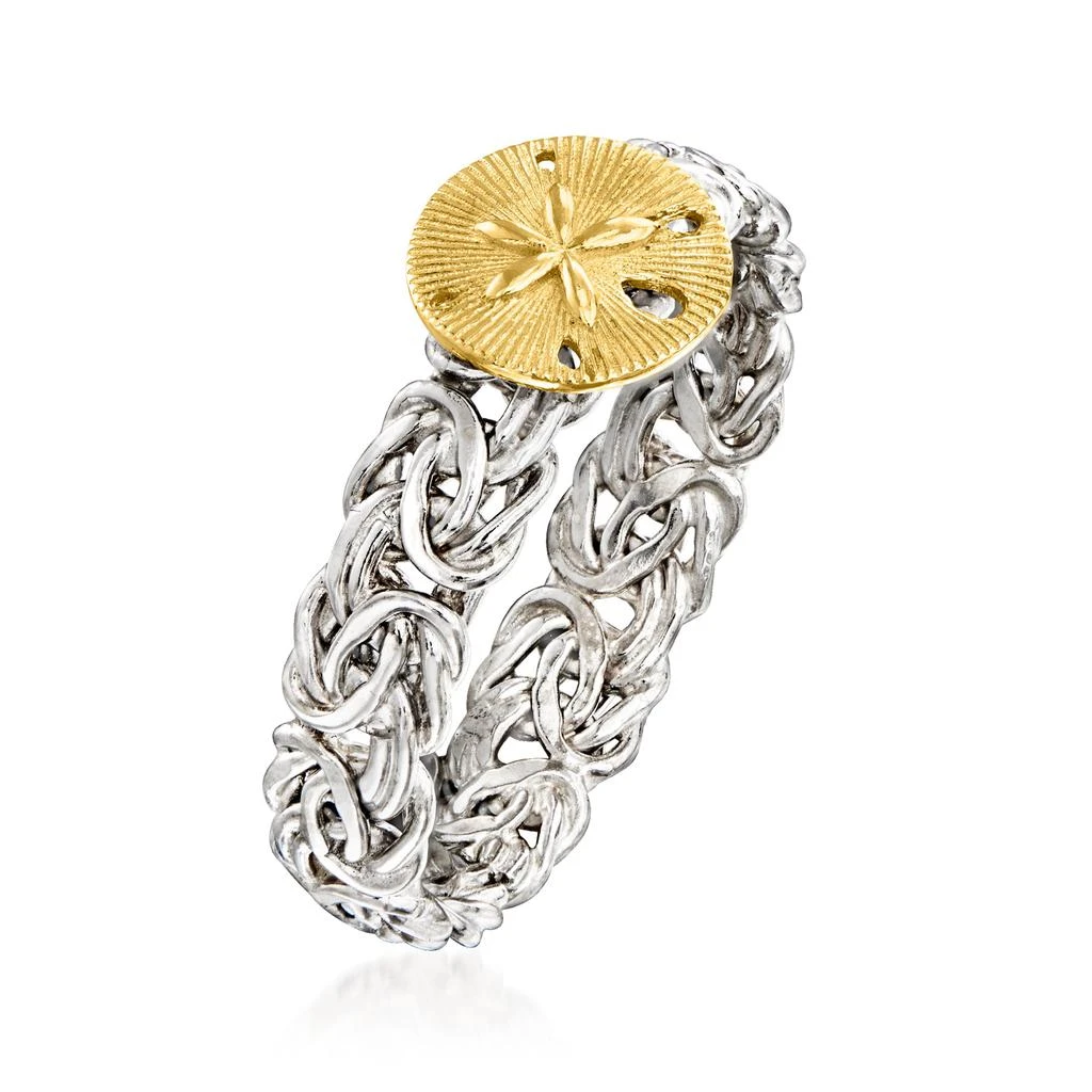 商品Ross-Simons|Sterling Silver and 14kt Yellow Gold Sand Dollar Byzantine Ring,价格¥705,第3张图片详细描述