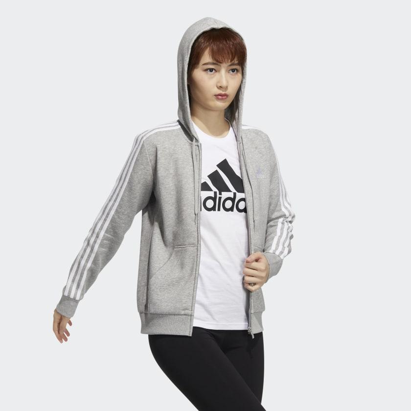 Women's adidas Essentials Fleece 3-Stripes Full-Zip Hoodie商品第4张图片规格展示