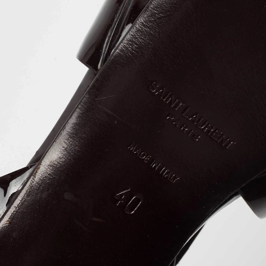 Saint Laurent Dark Brown Patent Leather Tribute Platform Sandals Size 40 商品