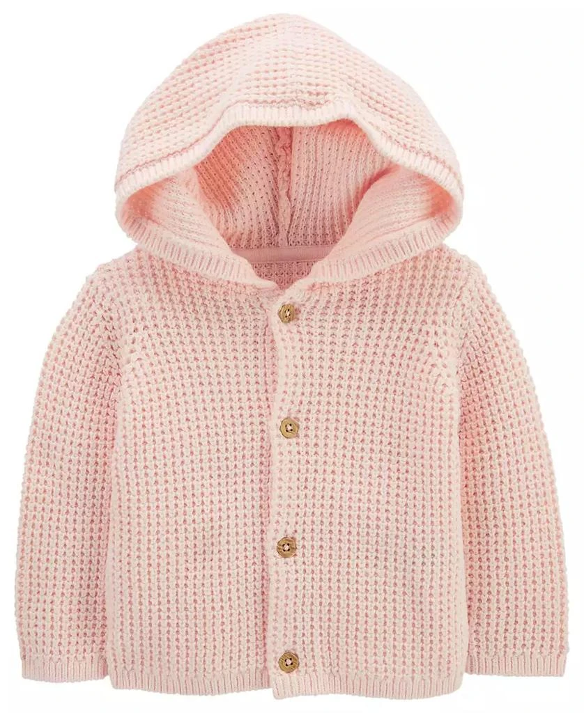 商品Carter's|Baby Girls Hooded Button Down Long Sleeved Cardigan,价格¥114,第1张图片