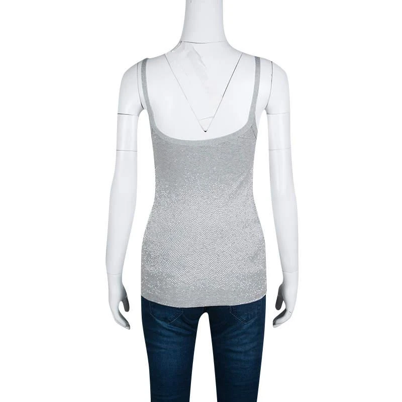 商品[二手商品] Ralph Lauren|Ralph Lauren Grey Rib Knit Bead Embellished Sleeveless Tank Top S,价格¥861,第3张图片详细描述