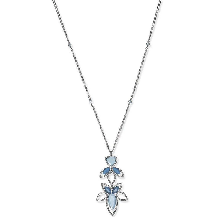 商品INC International|I.N.C. Hematite-Tone Pavé & Blue Stone Beaded Pendant Necklace, Created for Macy's,价格¥132,第1张图片