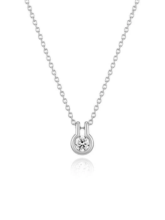 商品hyeres-lor|Happiness 14K 0.1ct Diamond Necklace - White Gold,价格¥2567,第1张图片