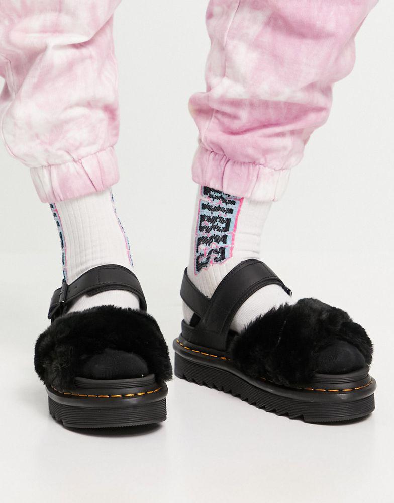 Dr Martens Voss II Fluffy sandals in black商品第4张图片规格展示