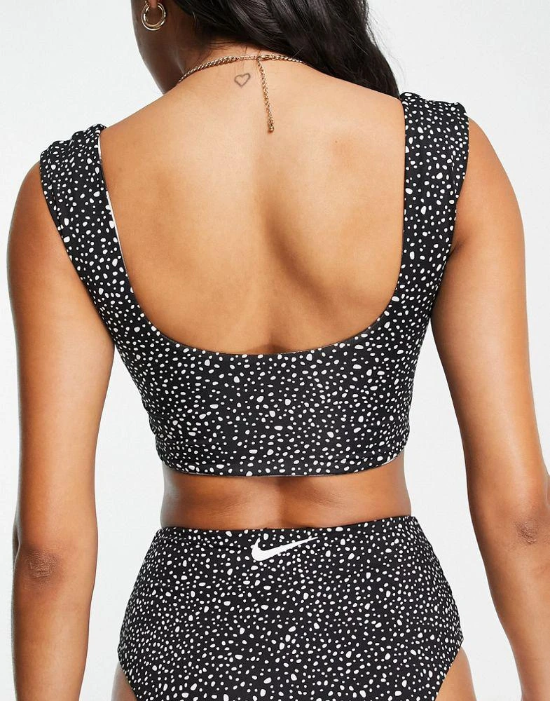 商品NIKE|Nike Swimming cropped bikini top with print in black,价格¥263,第2张图片详细描述