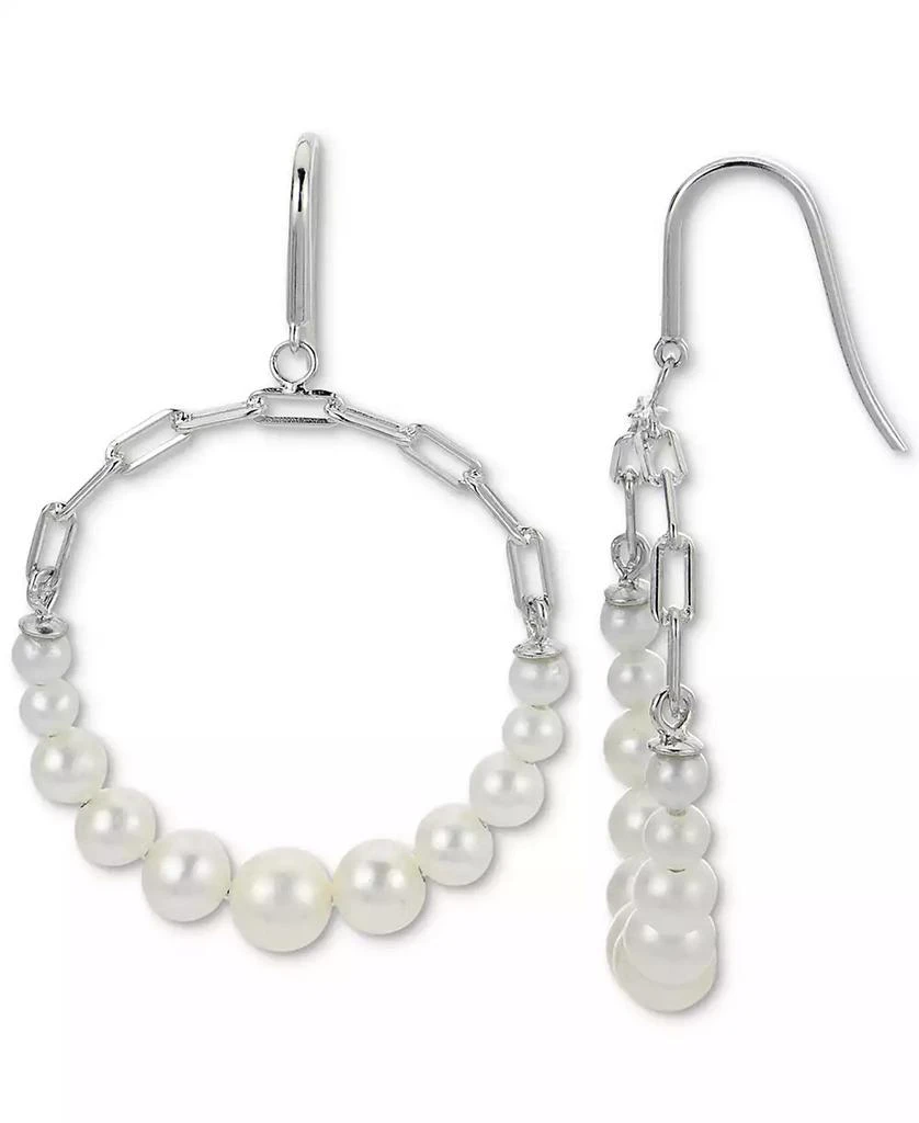 商品Macy's|Cultured Freshwater Pearl (3-1/2 - 6-1/2mm) Paperclip Circle Drop Earrings in Sterling Silver,价格¥3721,第1张图片