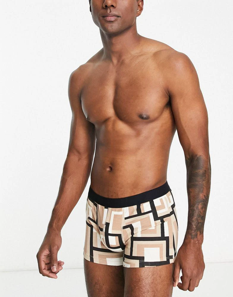 商品ASOS|ASOS DESIGN jersey trunks in beige abstract print,价格¥99,第4张图片详细描述