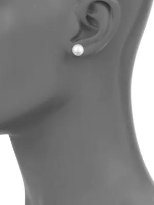 8.5MM White Round Akoya Cultured Pearl and 14K Yellow Gold Stud Earrings商品第2张图片规格展示