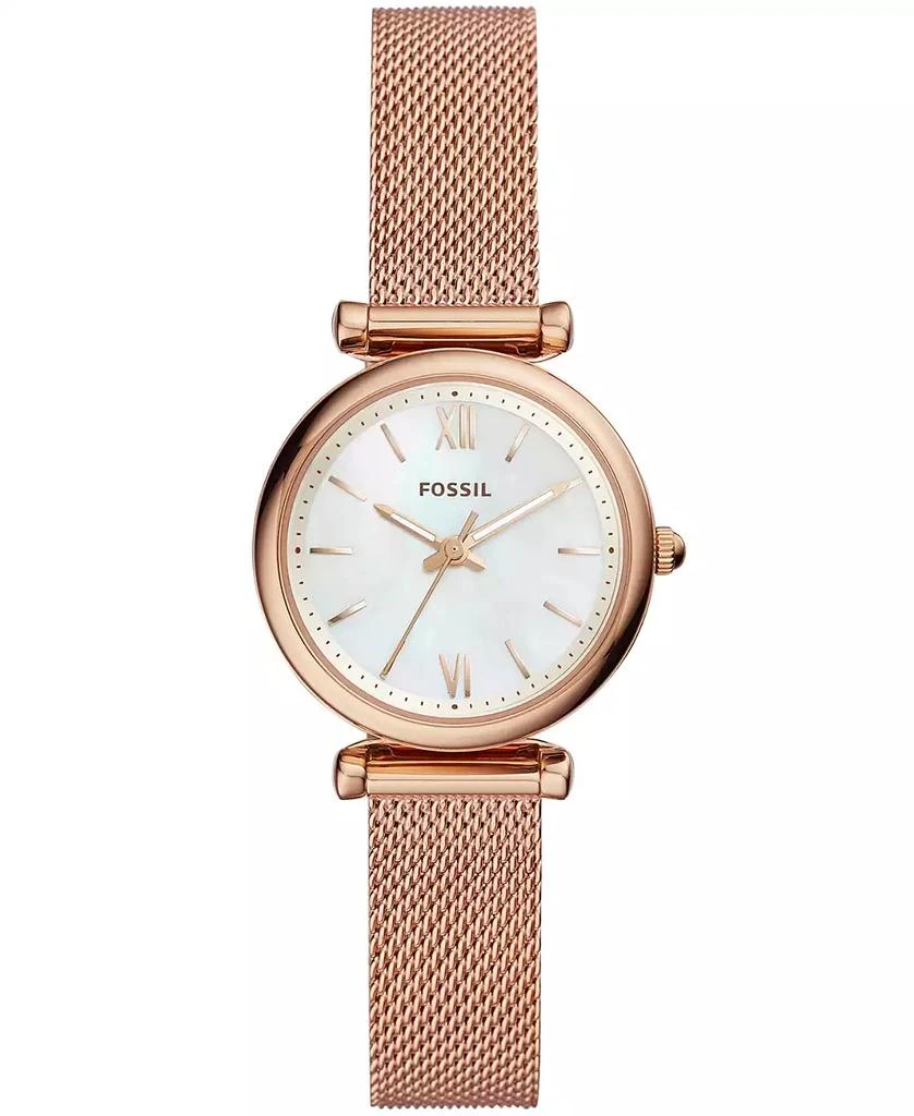 商品Fossil|Women's Mini Carlie Stainless Steel Mesh Bracelet Watch 28mm,价格¥890,第1张图片