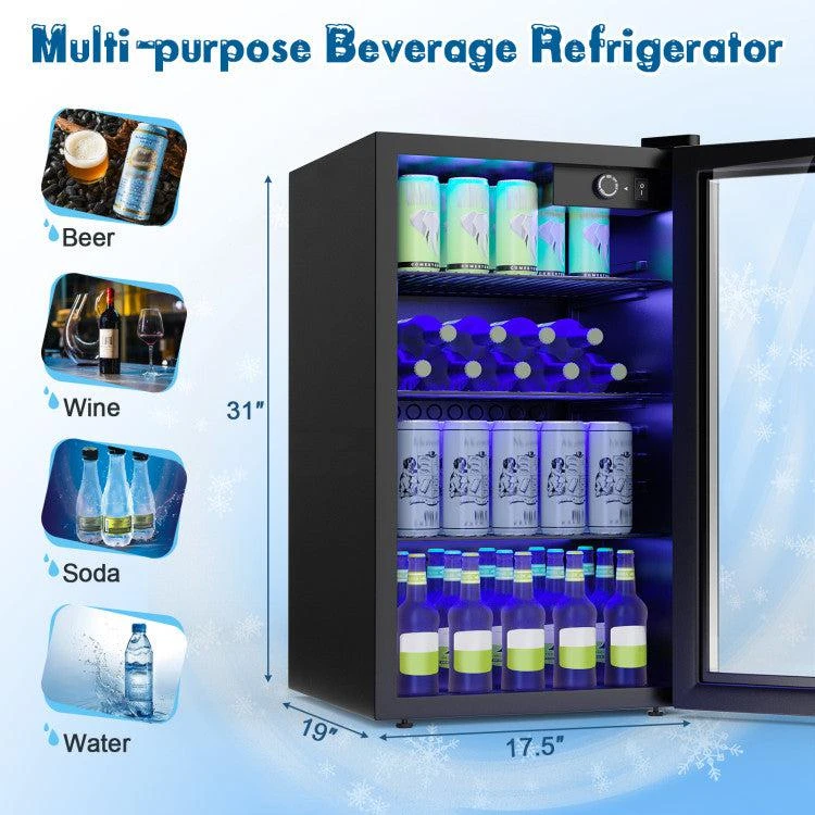 商品Hivvago|120 Can Beverage Mini Refrigerator with Glass Door,价格¥2579,第3张图片详细描述