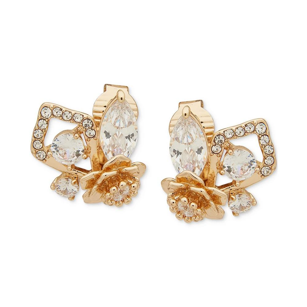 商品Anne Klein|Gold-Tone Crystal Flower Clip-On Button Earrings,价格¥92,第1张图片