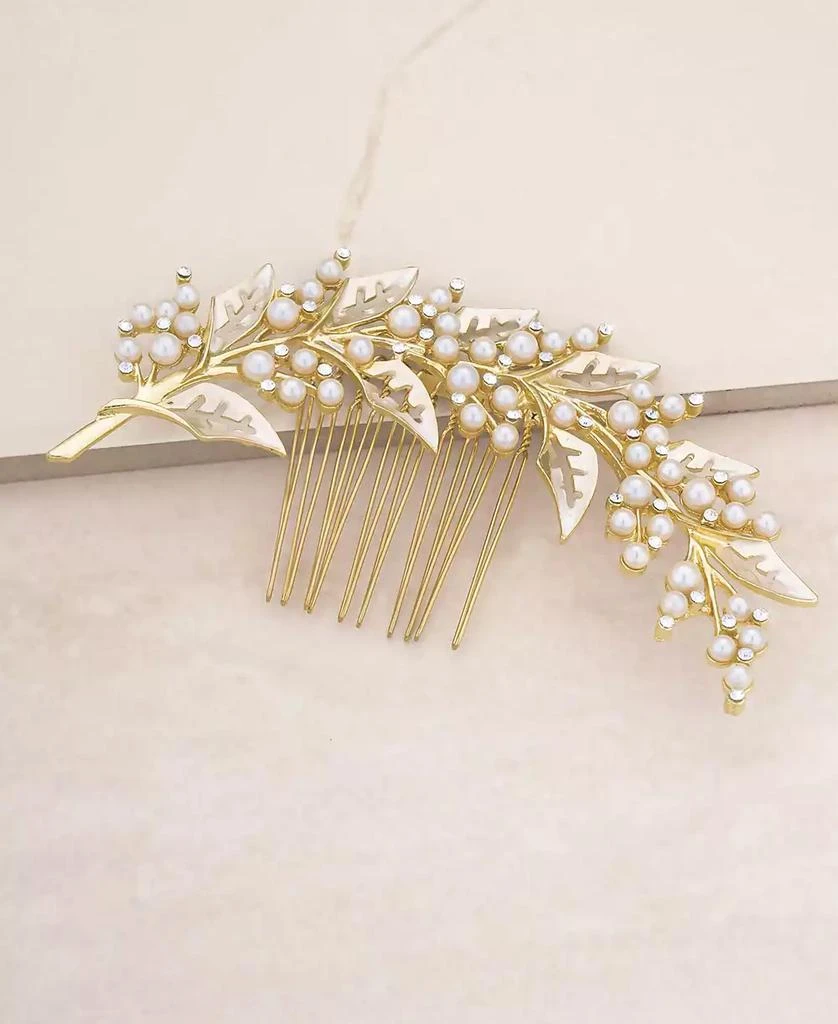 商品Ettika Jewelry|Ethereal Imitation Pearl Leaf Hair Comb,价格¥413,第2张图片详细描述