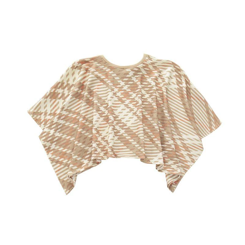 商品Omamimini|Kids Plaid Blanket Poncho | Beige OM535,价格¥220,第1张图片