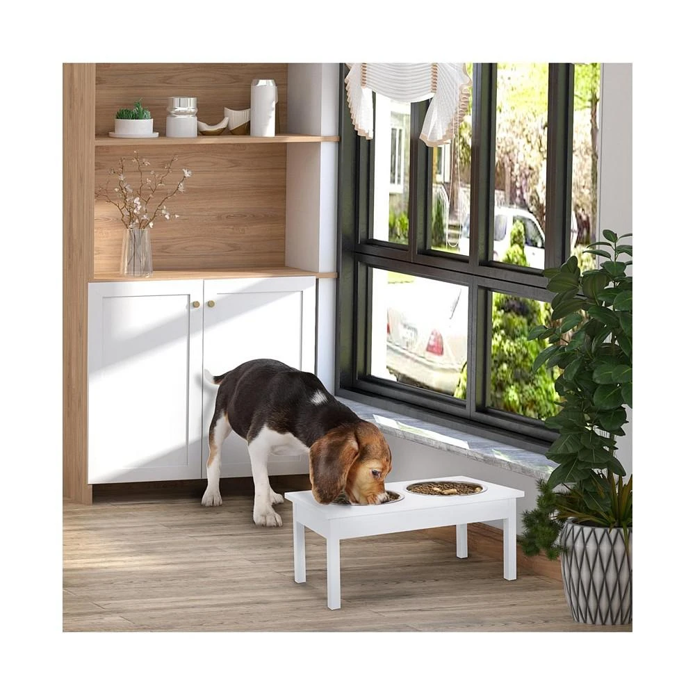 商品PawHut|10" Elevated Raised Dog Feeder Stainless Steel Double Bowl Food Water,价格¥372,第3张图片详细描述