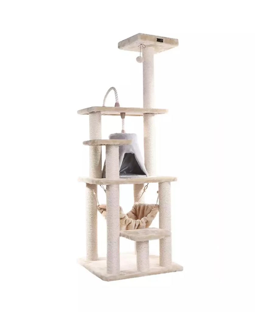 商品Macy's|65" Real Wood Cat Tree With Rope, Hammock, Playhouse,价格¥1762,第1张图片