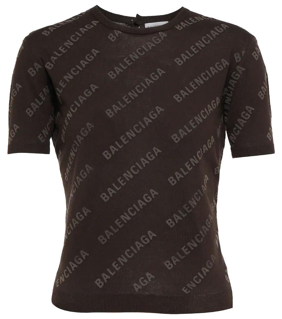 商品Balenciaga|Logo棉质平纹针织T恤,价格¥9703,第1张图片