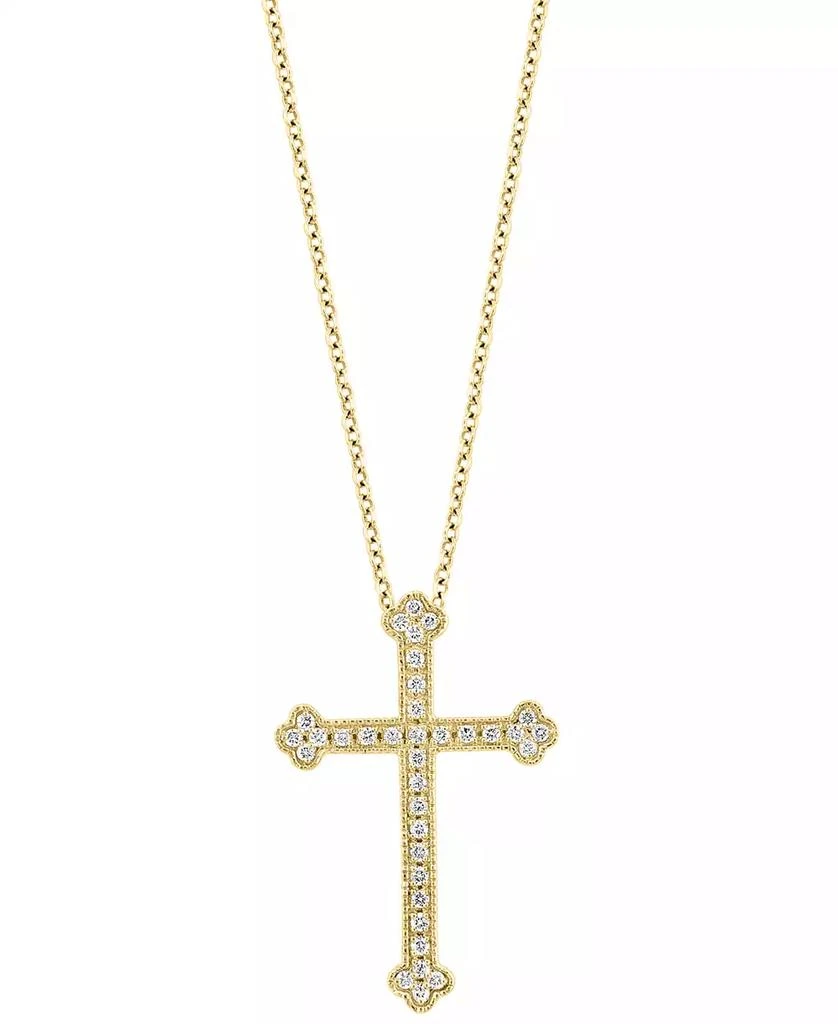 商品Effy|EFFY® Diamond Cross 18" Pendant Necklace (1/5 ct. t.w.) in 14k Gold,价格¥11960,第1张图片