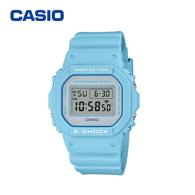 卡西欧（CASIO）手表 G-SHOCK YOUTH系列 防震防水电子荧光照明运动男女手表 DW-5600SC-2-浅蓝色-DW-5600SC-2 商品