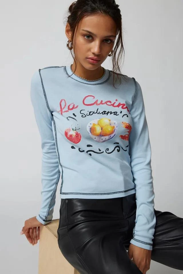 商品Urban Outfitters|La Cucina Long Sleeve Baby Tee,价格¥227,第3张图片详细描述